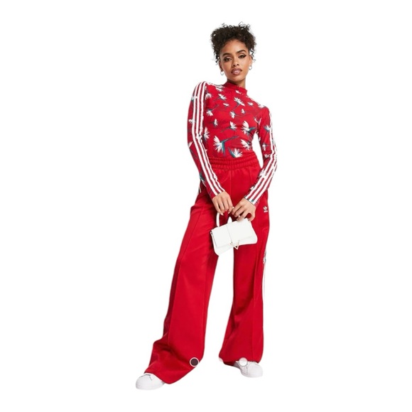 ADIDAS | x Thebe Magugu NEW! 3-Stripes Long Sleeve Bodysuit in Red, Size XS - Picture 3 of 14